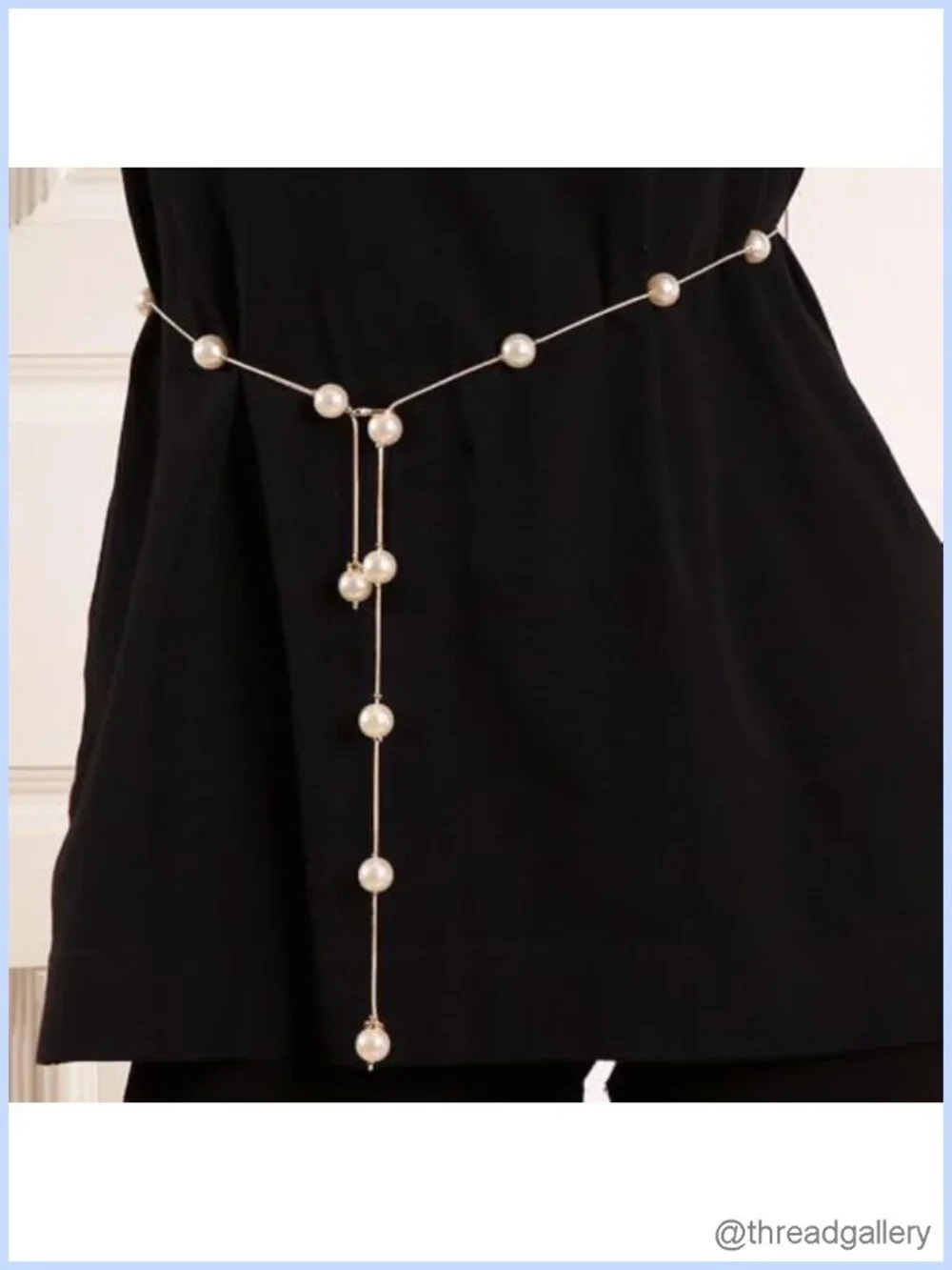 Adjustable Pearl Waist Chain Belt Thin Metal Dress Jewelry